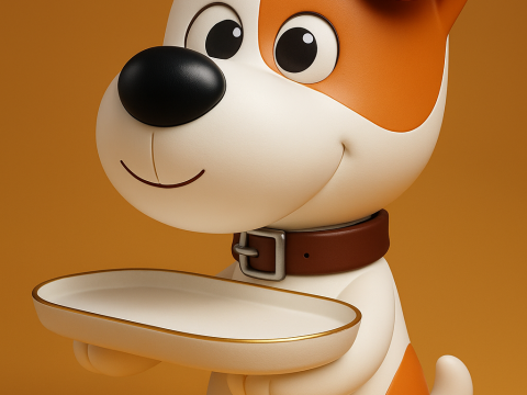 Funky Pet Dog with Tray Sculpture 3D printmodel