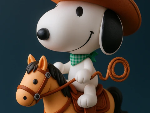 मेडिकॉम स्नूपी काउबॉय राइडिंग हॉर्स 3D प्रिंट मॉडल