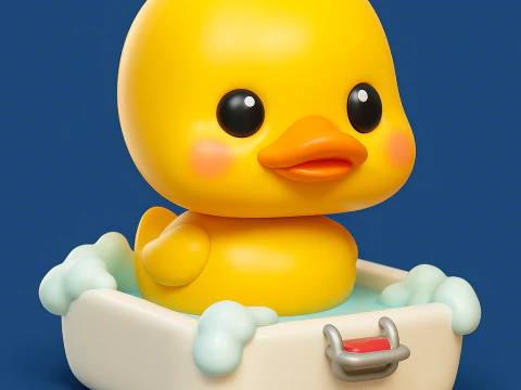 Hora do banho do pato de borracha Kawaii Modelo de Impressão 3D