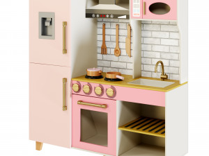 Kitchen Corner Deluxe Pink Wooden Kitchen 3D मॉडल
