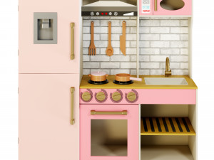 Kitchen Corner Deluxe Pink Wooden Kitchen 3D मॉडल