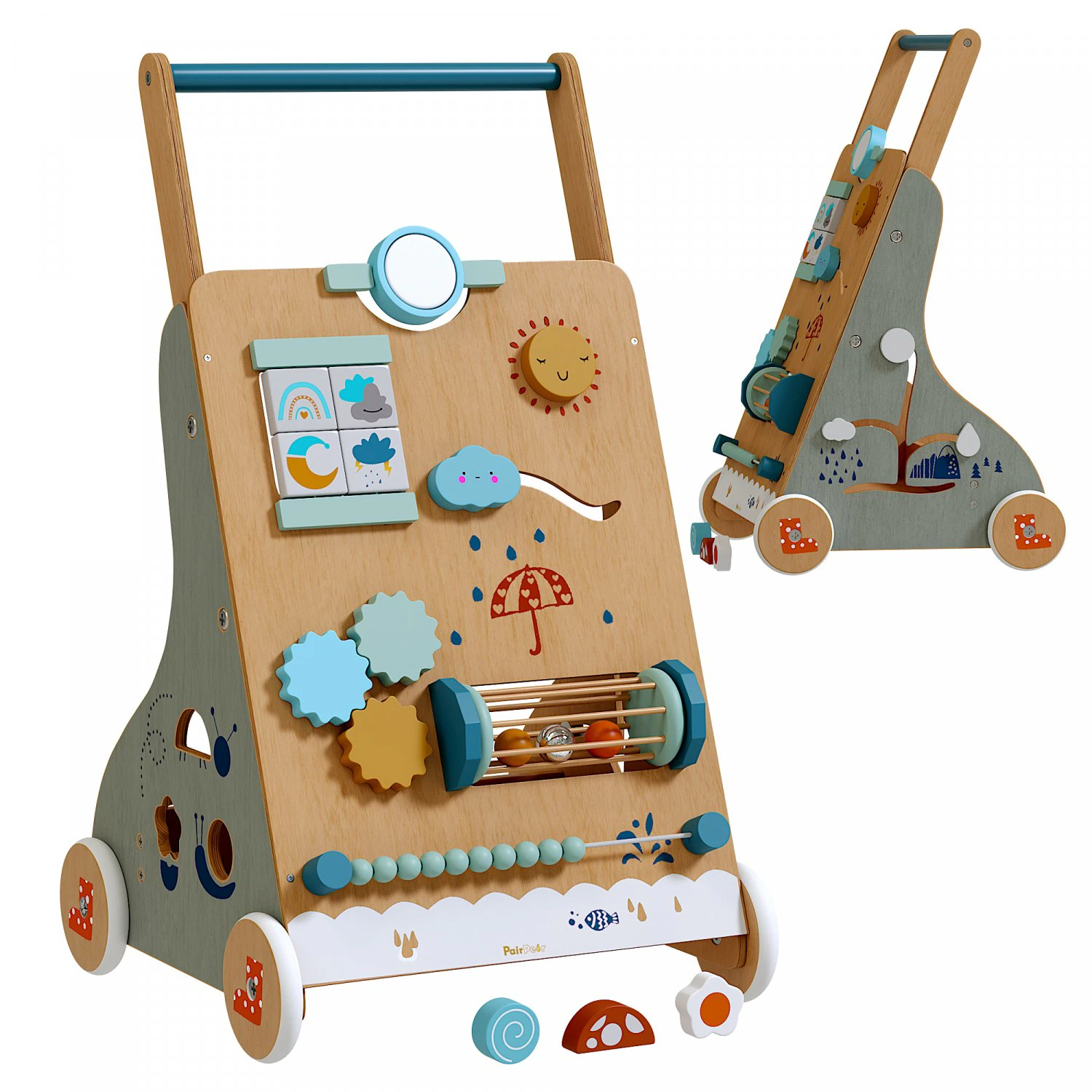 Wooden Baby Push Walker Activity Center Toys 3D Model .c4d .max .obj .3ds .fbx .stl .blend 