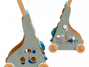 Wooden Baby Push Walker Activity Center Toys 3D Model