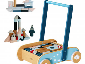 Wooden Baby Push Walker Activity Center toys 3D Model