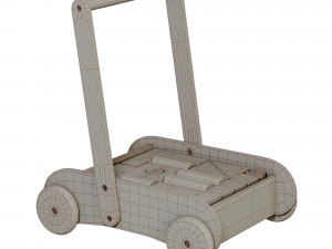 Wooden Baby Push Walker Activity Center toys 3D Model