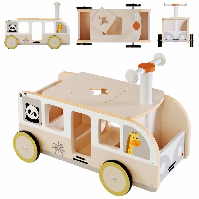 Wooden Bus Toy 3D 模型 .c4d .max .obj .3ds .fbx .stl .blend 
