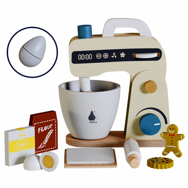 Wooden Play Food Stand Mixer 3D मॉडल .c4d .max .obj .3ds .fbx .stl .blend 
