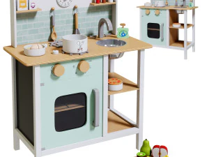 Drewniany zestaw kuchenny do zabawy 2 Model 3D