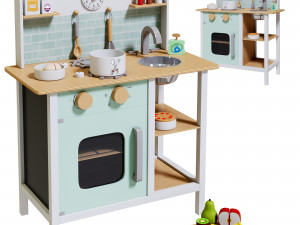 Wooden Play Kitchen Set 2 3D Model