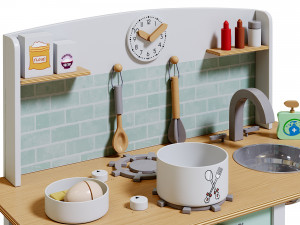 Wooden Play Kitchen Set 2 3D Model