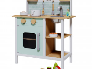 Wooden Play Kitchen Set 2 3D Model