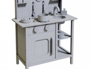 Wooden Play Kitchen Set 2 3D Model