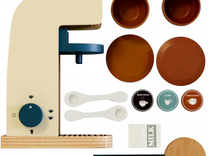 Brinquedos de madeira cafeteira brinquedo m&aacute;quina de caf&eacute; expresso playset Modelo 3D