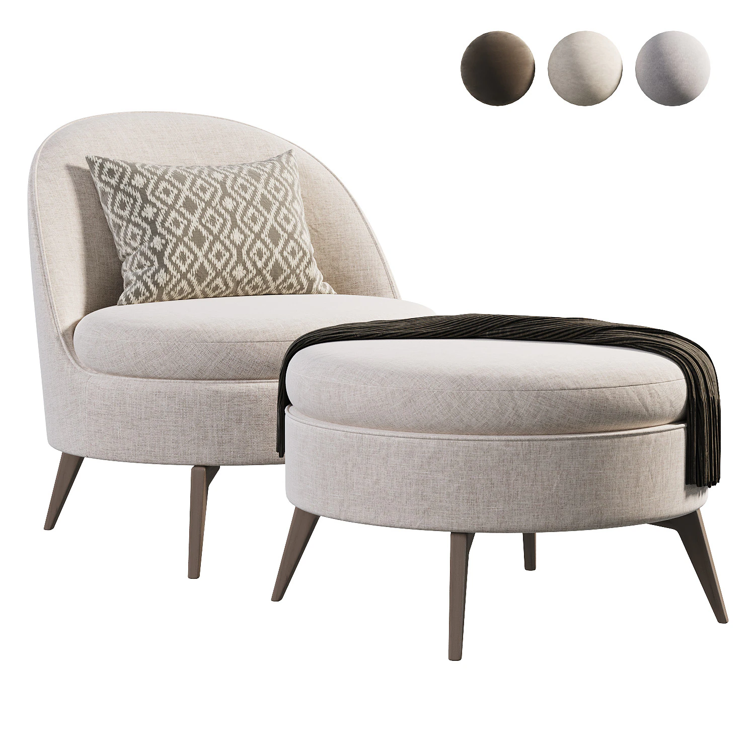 Edessa Accent Chair Ottoman 3D Model .c4d .max .obj .3ds .fbx .stl .blend 
