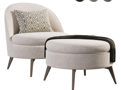 Edessa Accent Chair Ottoman 3D Модель