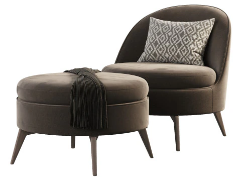 Edessa Accent Chair Ottoman 3D Model