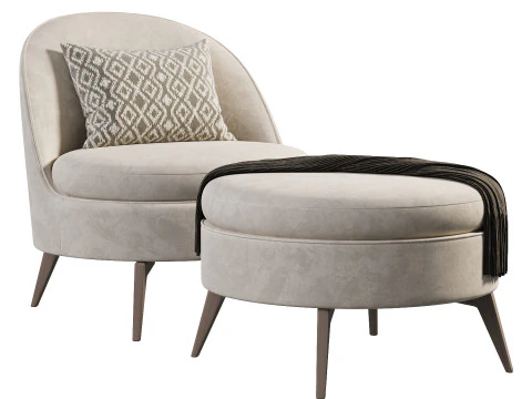 Edessa Accent Chair Ottoman 3D Model