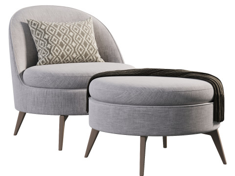 Edessa Accent Chair Ottoman Model 3D