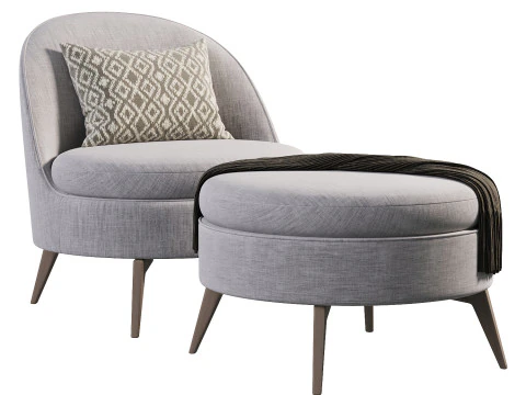Edessa Accent Chair Ottoman 3D Model
