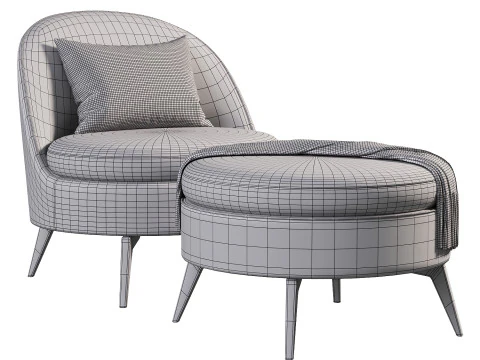 Edessa Accent Chair Ottoman 3D Model