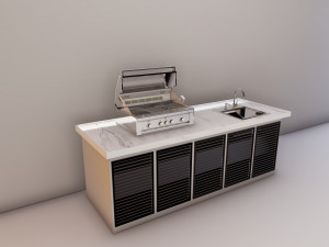 Bbq grill roof garden low-poly b 3Dモデル