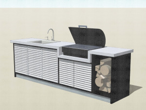 Bbq grill roof garden low-poly 3D Модель