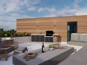 Bbq grill roof garden low-poly 3D Модель