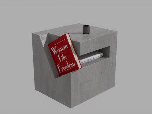 Cubic Minimal concrete side table Modèle 3D