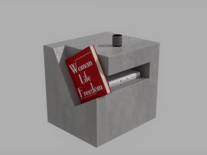 큐빅 미니멀 콘크리트 사이드 테이블 3D 모델