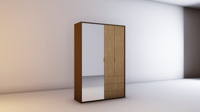 Modern Wardrobe with mirror 3D 모델 .c4d .max .obj .3ds .fbx .stl .blend 