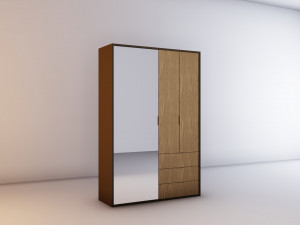 Modern Wardrobe with mirror 3D Model