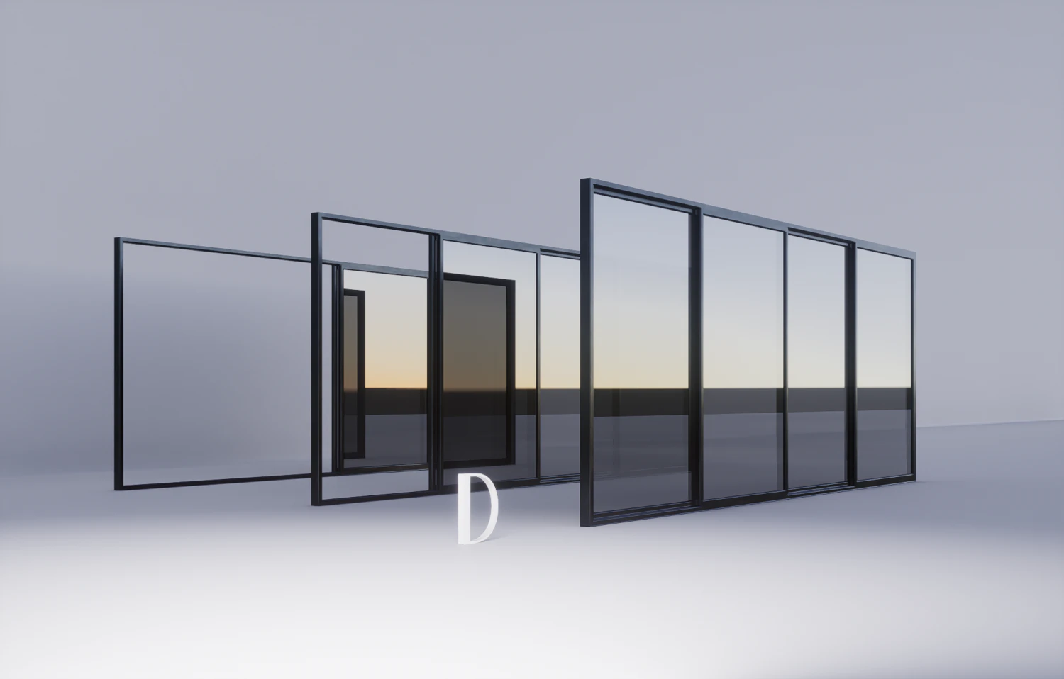 Sliding metal door D 3D Model .c4d .max .obj .3ds .fbx .stl .blend 