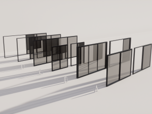 Sliding metal door A-B-C-D 3D Model