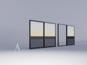 Porta deslizante met&aacute;lica A-B-C-D Modelo 3D
