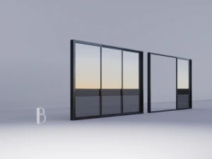 Porta deslizante met&aacute;lica A-B-C-D Modelo 3D