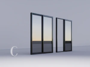 Porta deslizante met&aacute;lica A-B-C-D Modelo 3D