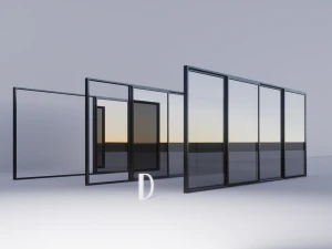 Porta deslizante met&aacute;lica A-B-C-D Modelo 3D