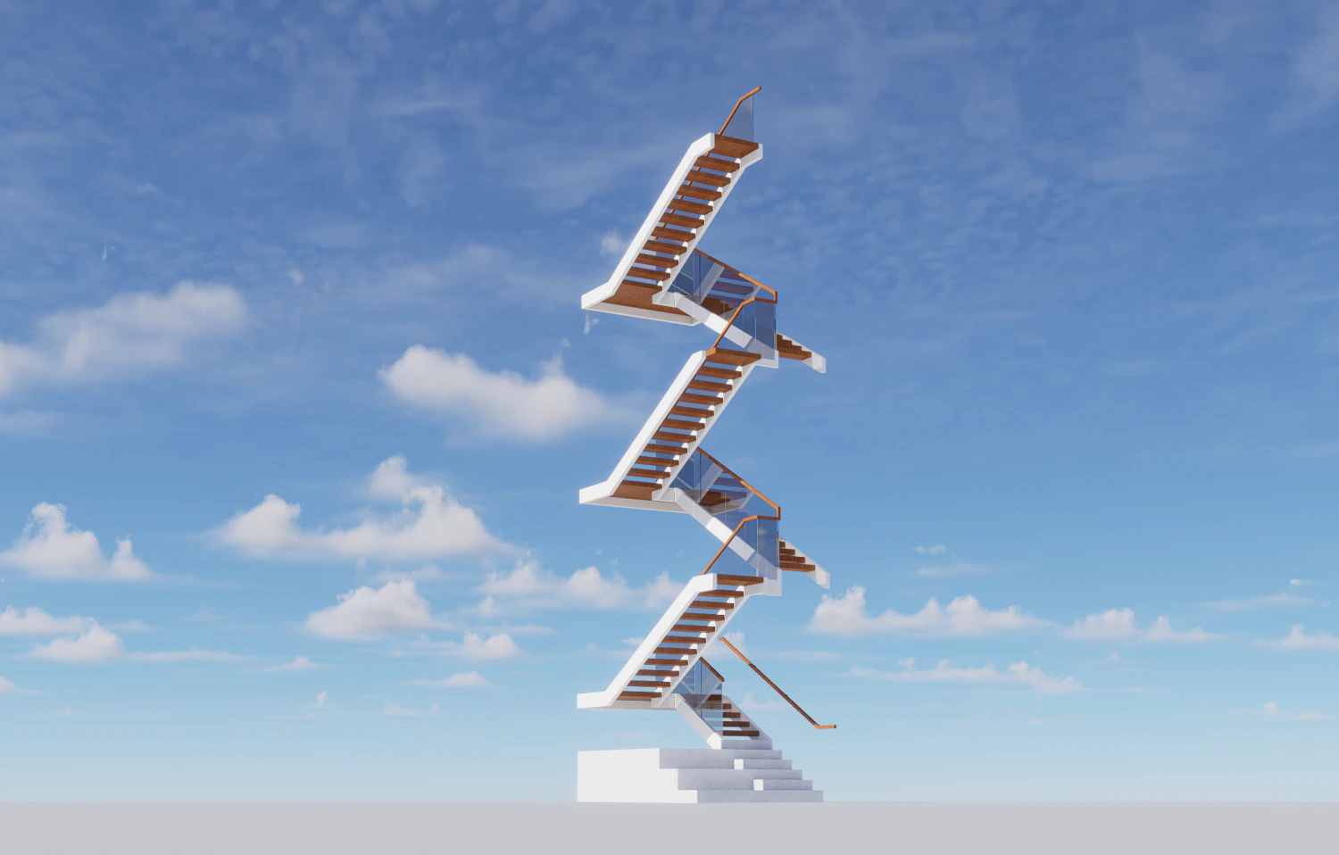 Staircase low poly 3D Model .c4d .max .obj .3ds .fbx .stl .blend 