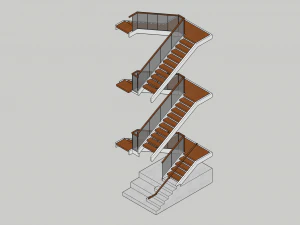 Staircase low poly 3D Model