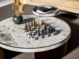 Marble Chess Set Low-poly 3D Model