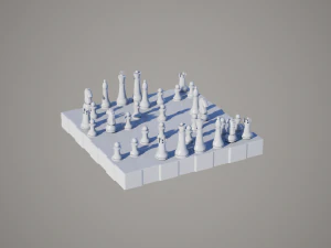 Marble Chess Set Low-poly 3D Model