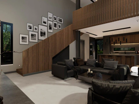 Modern Duplex Studio House 3D Model