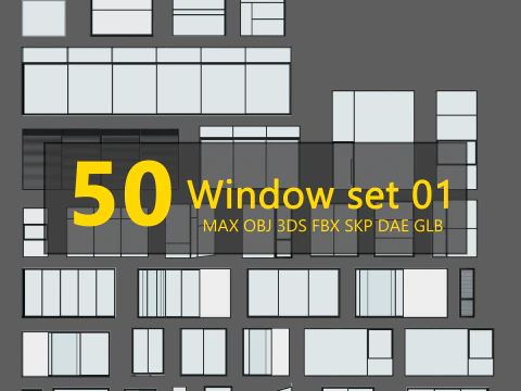 Window set - 50 Pieces 3D Model