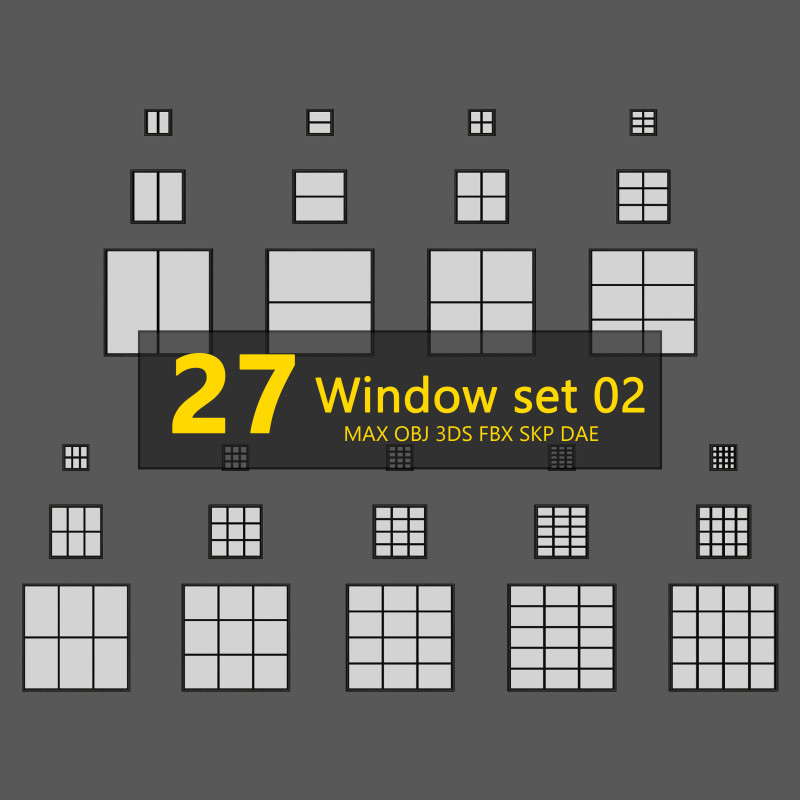 Window Collection 02 - 27 pieces 3D Model .c4d .max .obj .3ds .fbx .stl .blend 