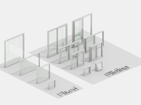 Window Essentials Pack - Fixed - Sliding Low-poly 3D Model