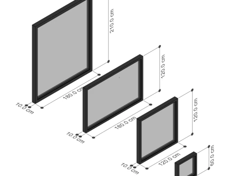 Windows Temel Par&ccedil;alar Paketi - Sabit - Kayar D&uuml;ş&uuml;k Poli 3D Model