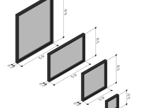 Windows Temel Par&ccedil;alar Paketi - Sabit - Kayar D&uuml;ş&uuml;k Poli 3D Model