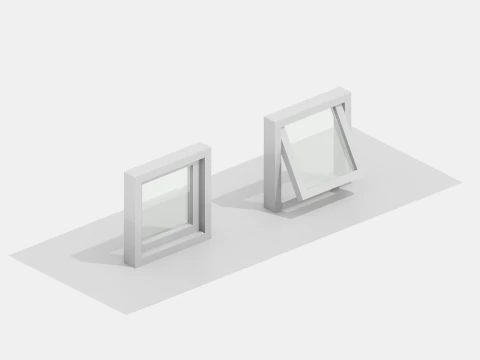 Windows Temel Par&ccedil;alar Paketi - Sabit - Kayar D&uuml;ş&uuml;k Poli 3D Model