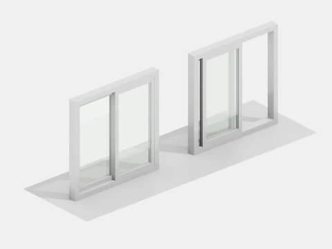 Windows Temel Par&ccedil;alar Paketi - Sabit - Kayar D&uuml;ş&uuml;k Poli 3D Model