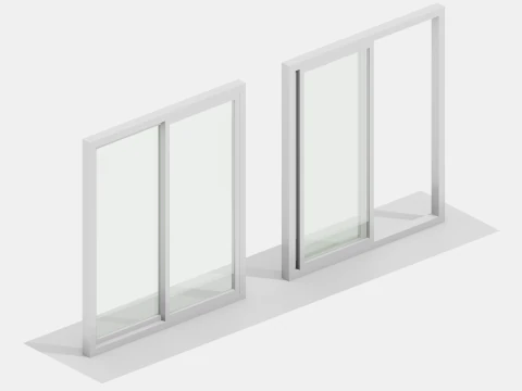 Windows Temel Par&ccedil;alar Paketi - Sabit - Kayar D&uuml;ş&uuml;k Poli 3D Model